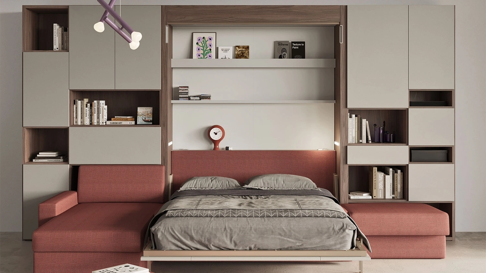 Letto matrimoniale a scomparsa con divano aperto Im 22 01 Nobu di Clever