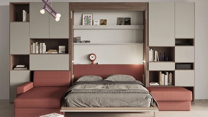Letto matrimoniale a scomparsa con divano aperto Im 22 01 Nobu di Clever