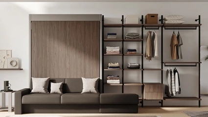 Letto a scomparsa con divano lineare integrato in ecopelle Im 22 02 Nobu di Clever