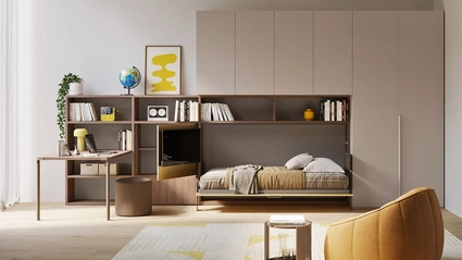 Letto singolo a scomparsa aperto Im 22 10 Nikai in melaminico di Clever