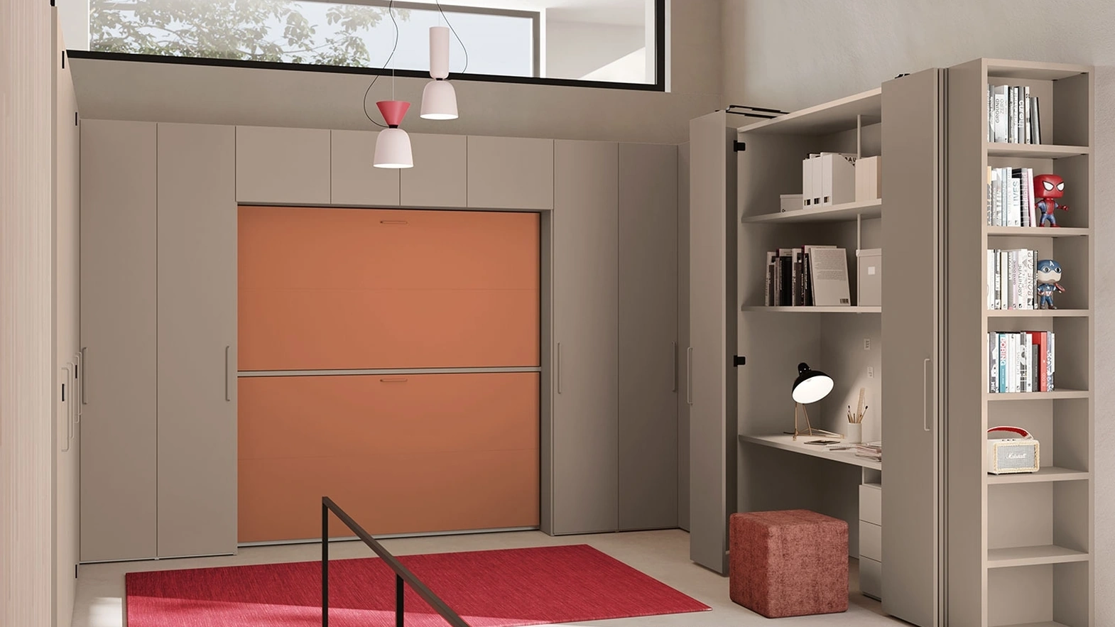 Letto a castello a scomparsa chiuso Im 22 11 Nikai Up in melaminico e laccato di Clever