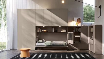 Letto singolo a scomparsa aperto Im 22 12 Hiro in melaminico di Clever
