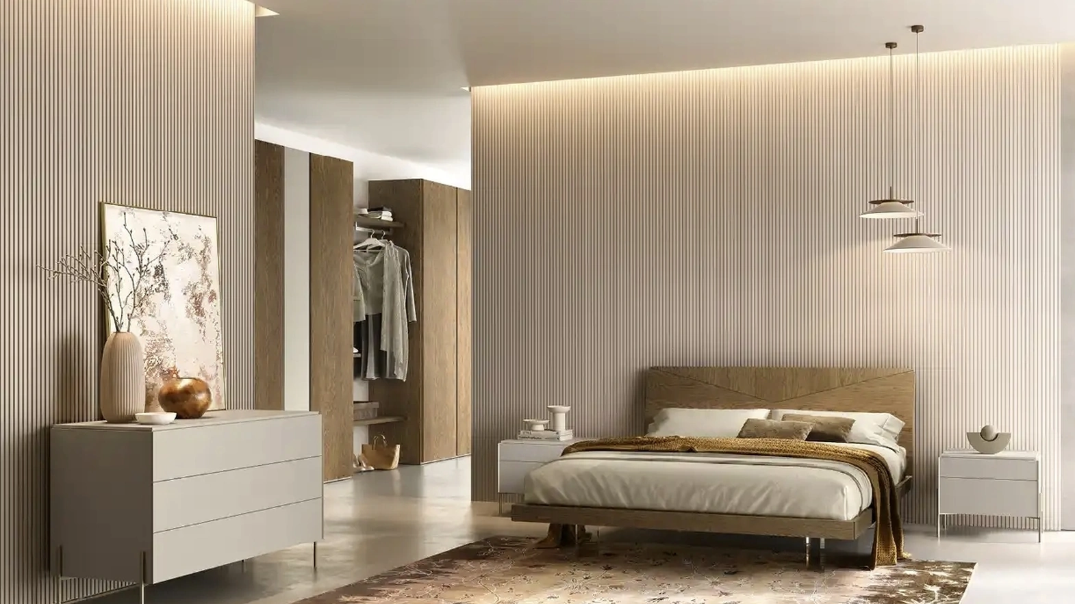 Letto Apollo V13 in impiallacciato rovere tabacco di Moretti Compact Giorno Notte