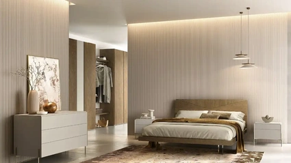 Letto Apollo V13 in impiallacciato rovere tabacco di Moretti Compact Giorno Notte