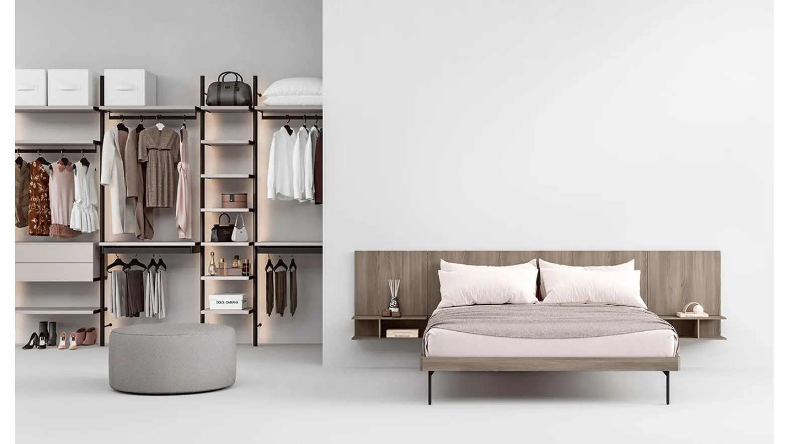 Letto Boiserie Rovere Cenere di Cinquepuntozero