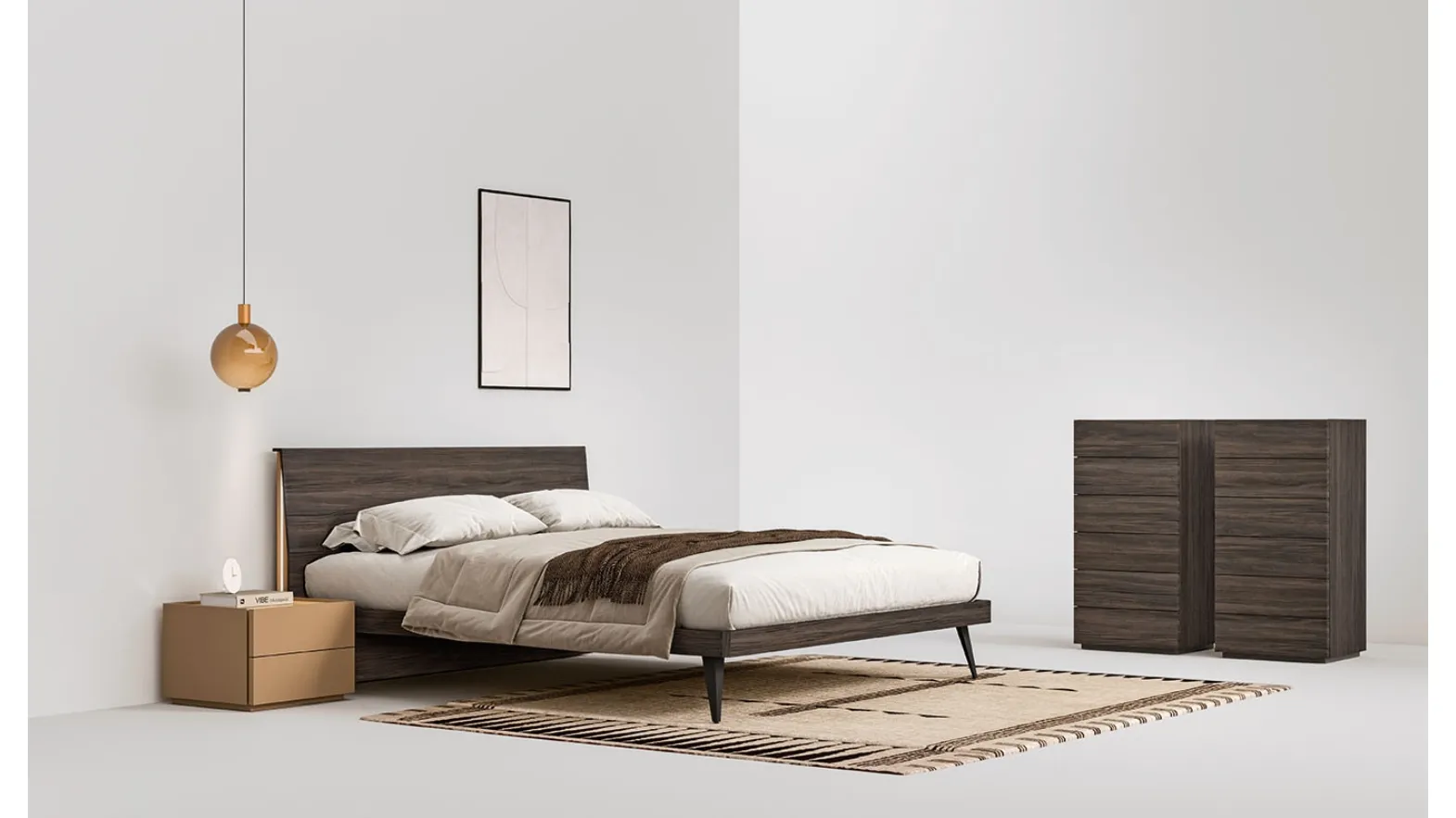 Letto in Rovere Carbone Caleidos di Cinquepuntozero