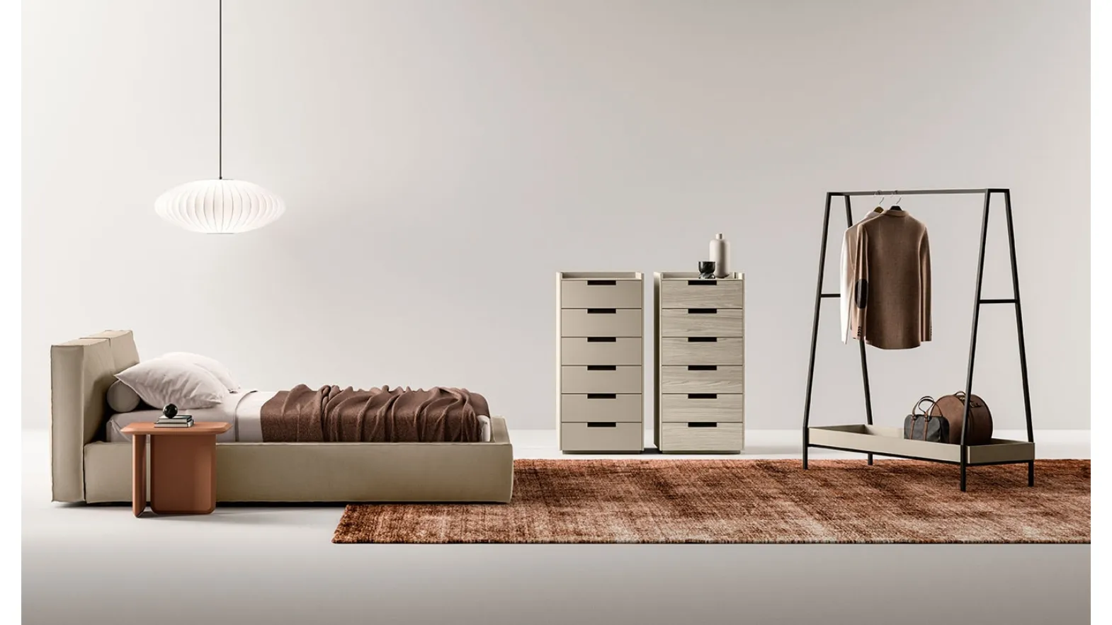 Letto Dalia in ecopelle con box contenitore di Cinquepuntozero