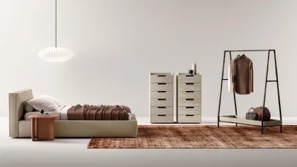 Letto Dalia in ecopelle con box contenitore di Cinquepuntozero