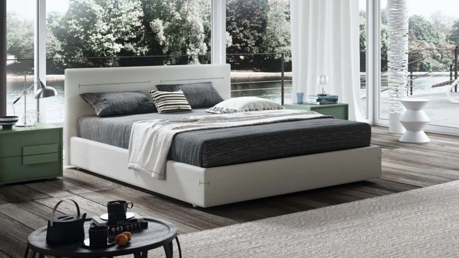 Letto moderno in tessuto City di Cinquepuntozero