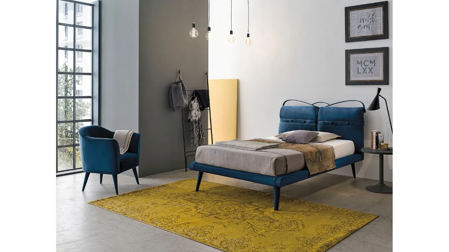 Letto Corfù alla Francese in tessuto con testiera di Target Point