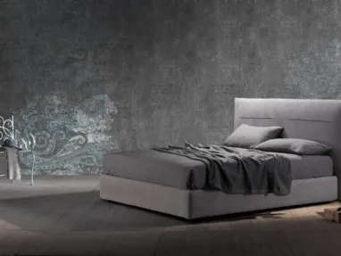 Letto imbottito con testiera e contenitore Sax di Excò