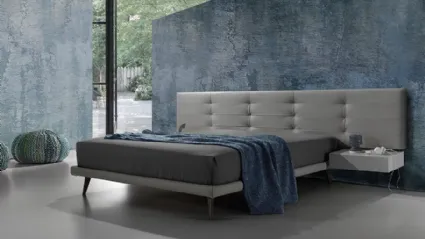 Letto in pelle con testiera trapuntata Twist Tess 290 di Excò