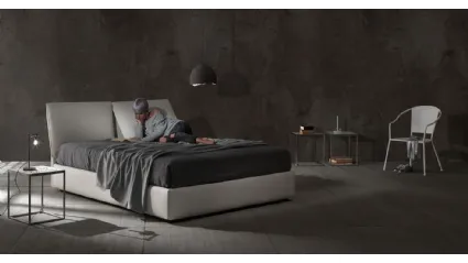Letto in ecopelle con box contenitore e testiera relax Zoe Tre Ring 28 di Excò