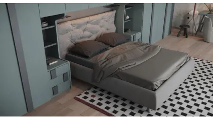 Letto in ecovelluto imbottito con testiera trapuntata Tender di Giessegi
