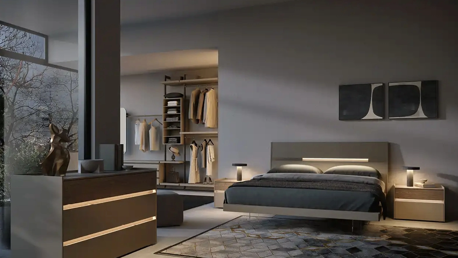 Letto Gleam Z12 in laccato opaco di Moretti Compact Giorno Notte