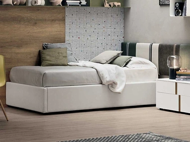 Letto Singolo in tessuto con testiera Diagonal di Tomasella