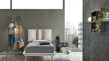Letto singolo con testiera in tessuto imbottito Santorini di Target Point