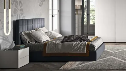 Letto imbottito moderno con testiera trapuntata Time di Cinquepuntozero