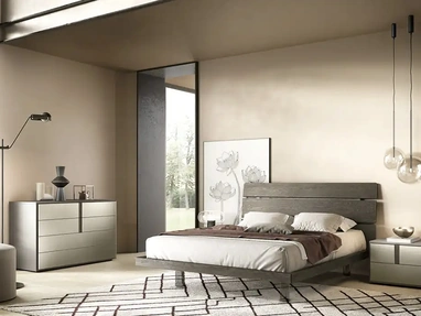 Letto Tree C12 in impiallacciato rovere piombo di Moretti Compact Giorno Notte