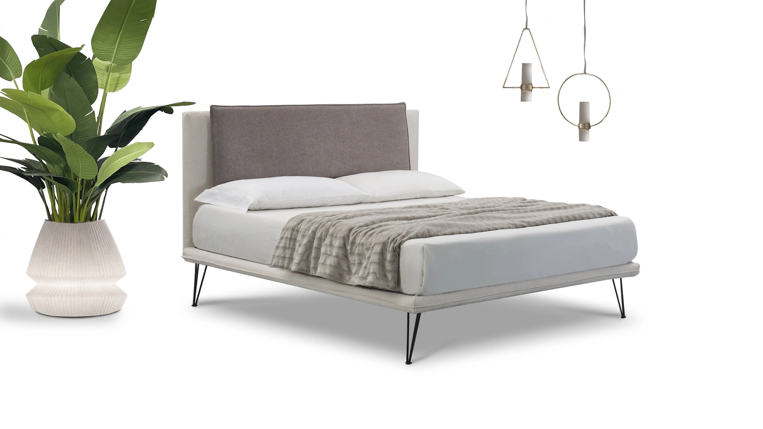 Letto in tessuto imbottito Ugo di Salvetti