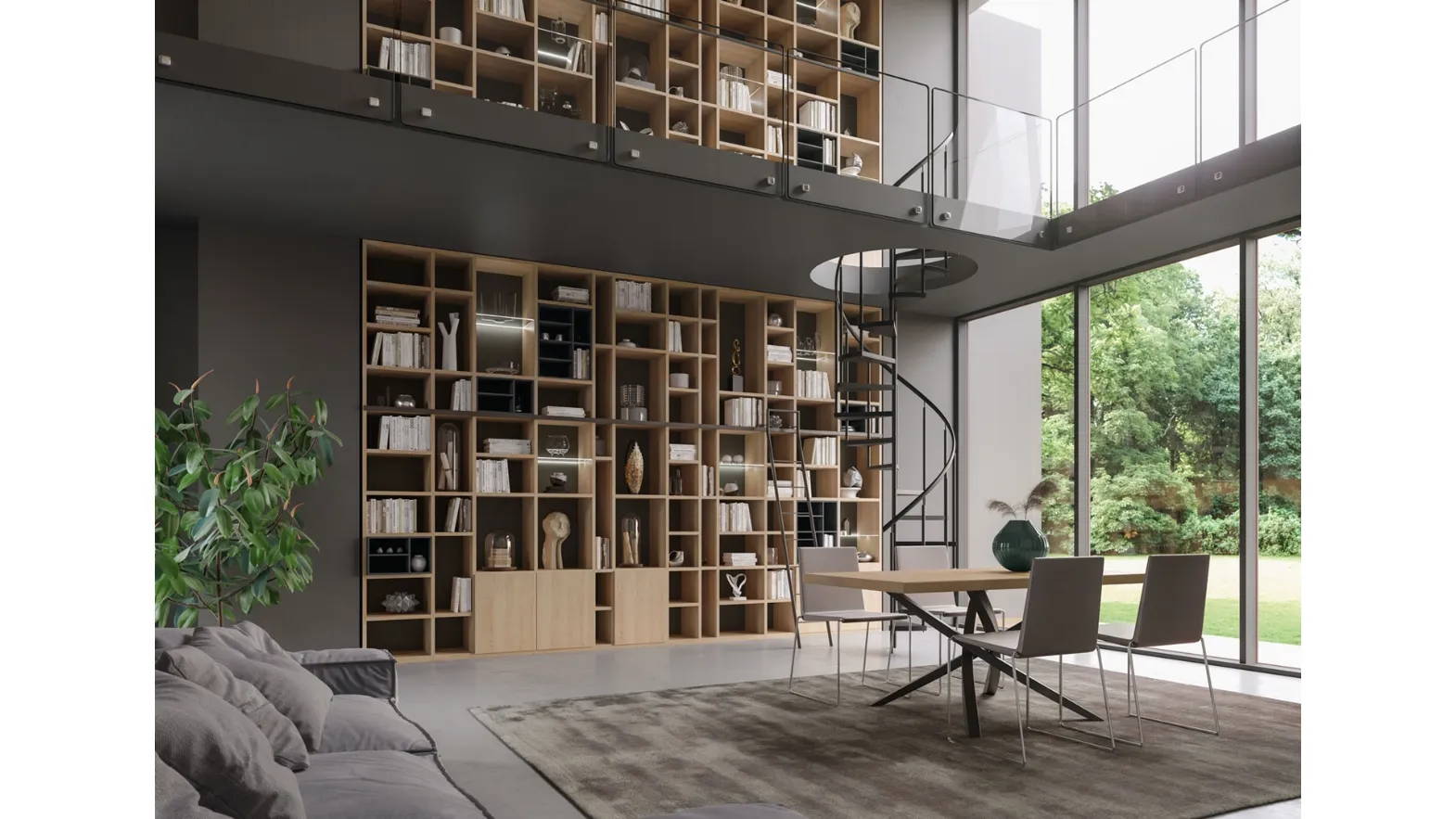 Libreria 606 Living in legno di Giessegi