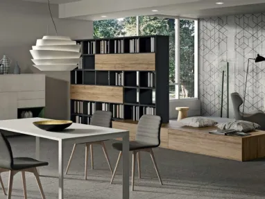 Libreria in materico rovere nodato miele e melaminico BK04-1 di Cinquepuntozero