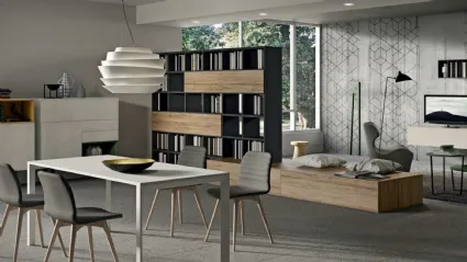 Libreria in materico rovere nodato miele e melaminico BK04-1 di Cinquepuntozero