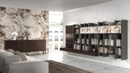 Libreria sospesa BK06 in melaminico e materico rovere di Cinquepuntozero