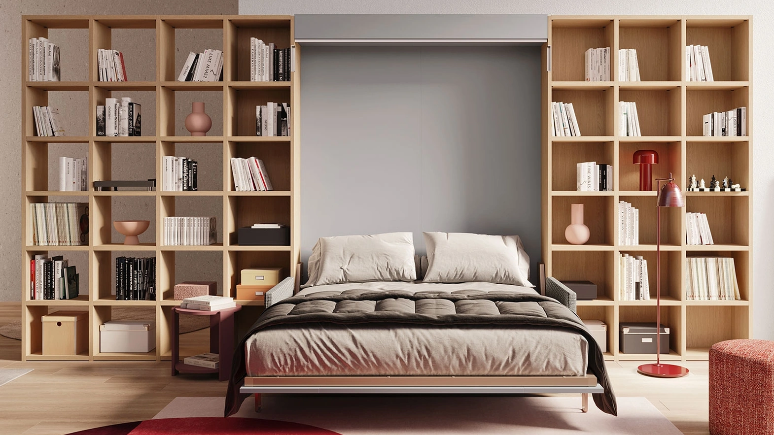 Libreria divisoria con finitura effetto legno Start Bifacciale di Clever