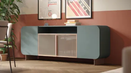 Madia Fifty Glass in laccato e vetro di Giessegi