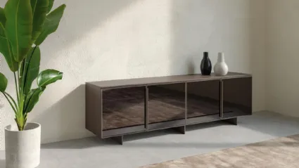 Madia stile industriale MD 20S in nobilitato Teak e vetro Reflex di Giessegi