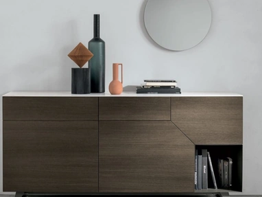 Madia Remix X02 in materico rovere moka con top in gres Tomasella