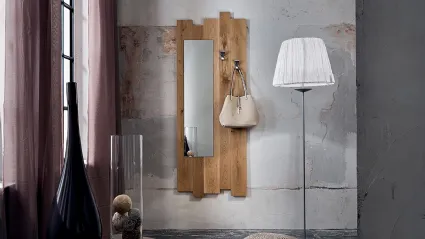Mobile ingresso in legno di Rovere massello con specchio e appendiabiti Zoe di La Primavera