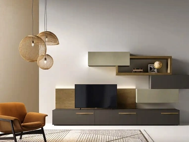 Parete Attrezzata Kosmos KC126 in laccato e legno di Moretti Compact Giorno Notte