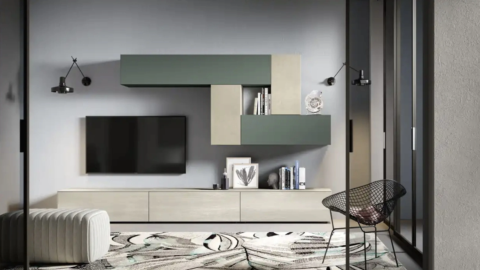 Parete Attrezzata Kosmos KF113 di Moretti Compact Giorno Notte
