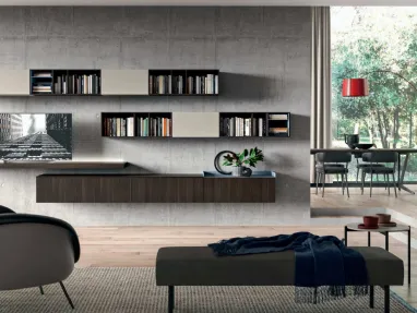 Parete Attrezzata LK01-1 in materico rovere termotrattato e laccato di Cinquepuntozero