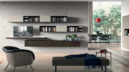 Parete Attrezzata LK01-1 in materico rovere termotrattato e laccato di Cinquepuntozero