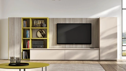 Parete attrezzata in laccato opaco e melaminico con pannello TV IM20 L22 di Clever