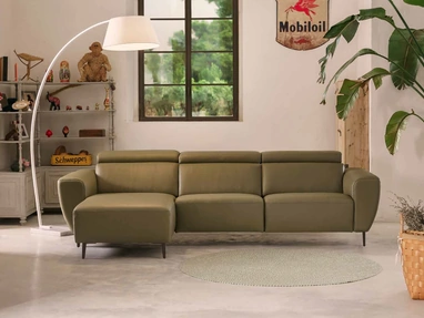Divano relax Loft in pelle con penisola di Nicoletti Home