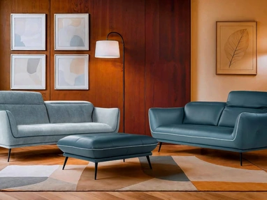 Salotto Spritz in pelle e tessuto di Nicoletti Home