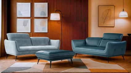 Salotto Spritz in pelle e tessuto di Nicoletti Home