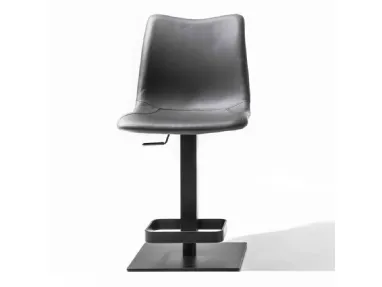Sgabello regolabile Morgan con seduta in ecopelle colore Titanio con struttura in metallo verniciato nero di La Seggiola