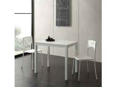 Tavolo allungabile Micro Table in nobilitato bianco con base in metallo verniciato di La Seggiola