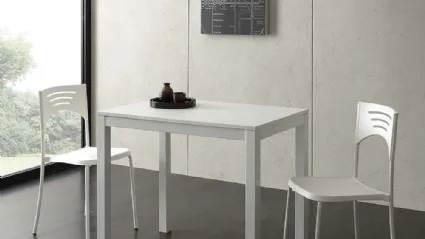 Tavolo allungabile Micro Table in nobilitato bianco con base in metallo verniciato di La Seggiola