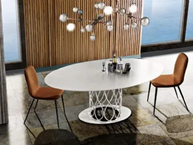 Tavolo ovale Opera in laccato opaco gloss bianco di MaxHome