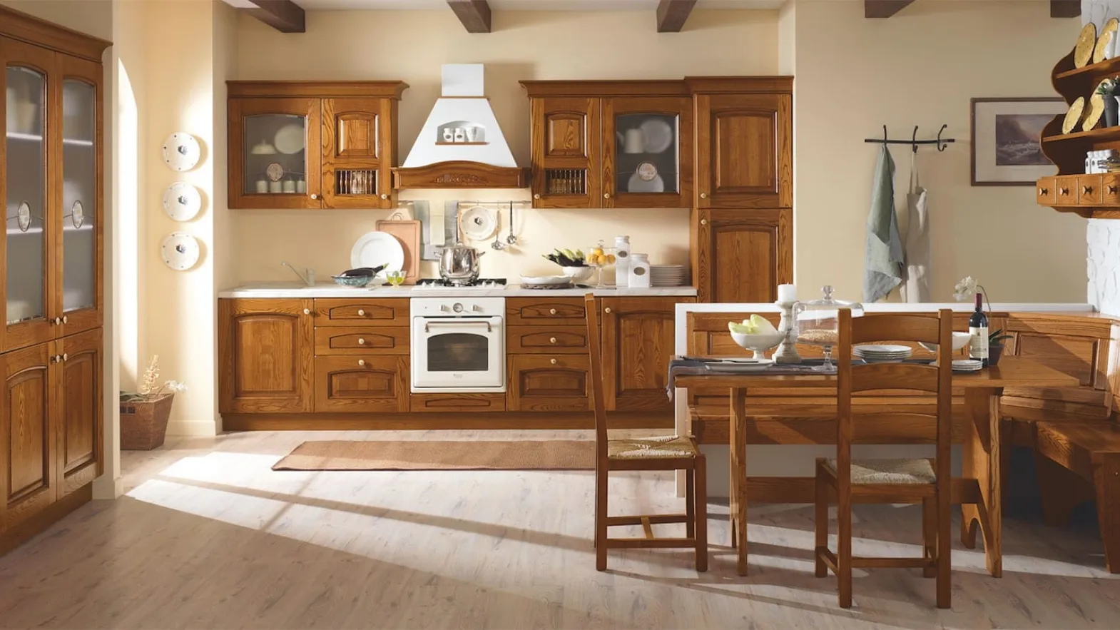 Cucina Classica Elena Composizione 01 in Castagno Chiaro di Mobilturi