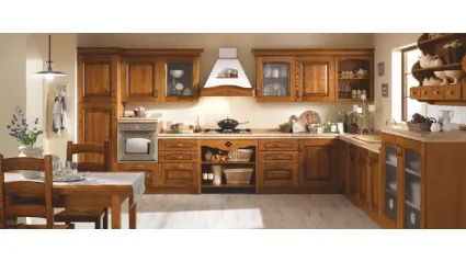 Cucina Classica angolare Elena in Frassino finitura Castagno Chiaro di Mobilturi