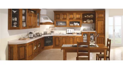 Cucina Classica angolare Elena in Frassino finitura Castagno Chiaro di Mobilturi