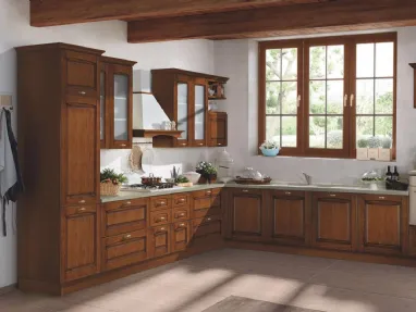 Cucina Classica angolare Bea Noce in legno di Net Cucine