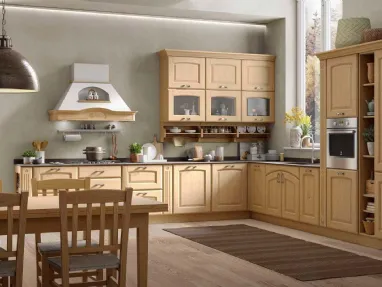 Cucina Classica ad angolo Olimpia in rovere naturale di Mobilturi